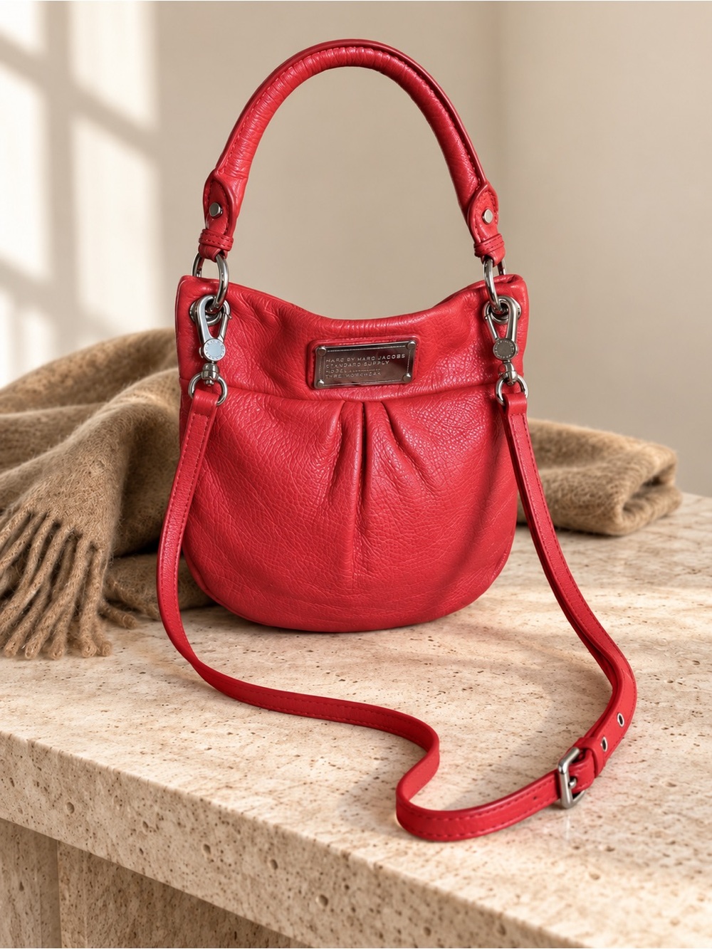 Marc by Marc Jacobs Classic Q Lil Ukita Cherry Red Leather Crossbody Hobo Y2K